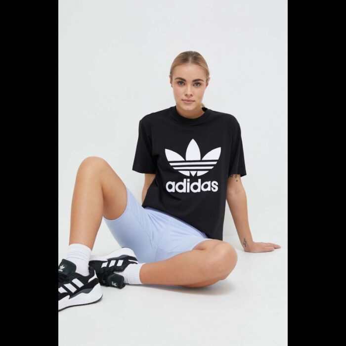 ⁦adidas Women's Adicolor Classics Trefoil Tee - Black⁩ - الصورة ⁦2⁩