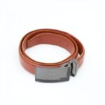 سير جلد طبيعي رسمي بتصميم ابزيم للرجال لون عسلي