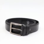 سير جلد طبيعي رسمي بتصميم ابزيم للرجال لون أسود