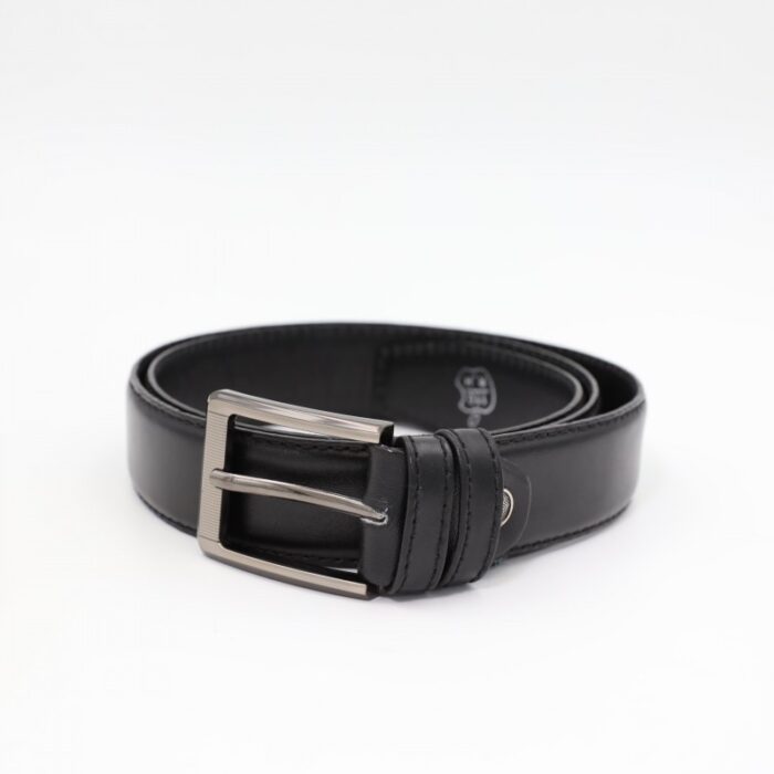 ⁦سير جلد طبيعي رسمي بتصميم ابزيم للرجال لون أسود⁩ - الصورة ⁦2⁩