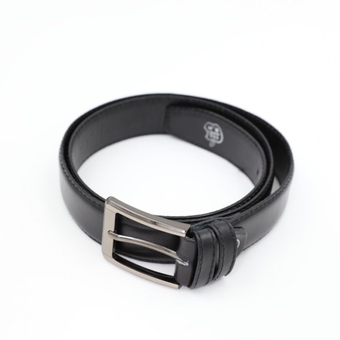 ⁦سير جلد طبيعي رسمي بتصميم ابزيم للرجال لون أسود⁩ - الصورة ⁦5⁩