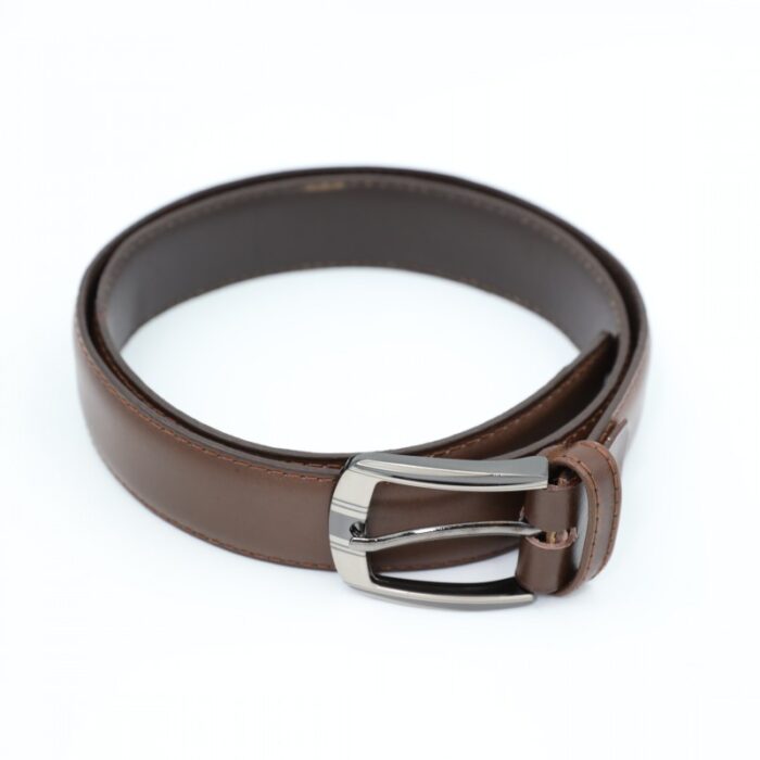 ⁦سير جلد طبيعي رسمي بتصميم ابزيم للرجال لون أسود⁩ - الصورة ⁦4⁩