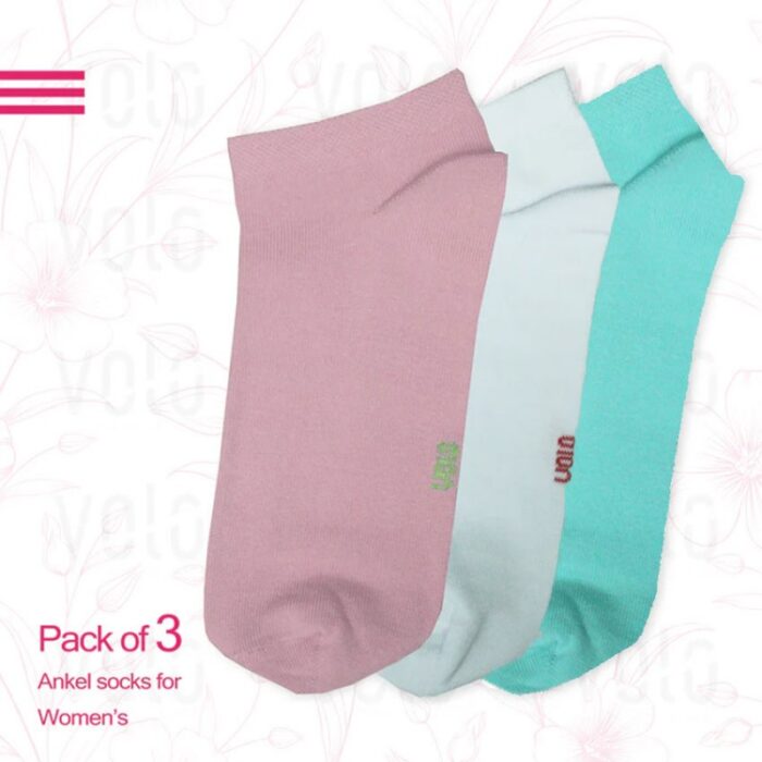 103376349_67dca37ba0168 جوارب قطنية قصيرة (3 أزواج) للنساء بألوان متعددة أبيض وزهري وأخضر - الصورة 1