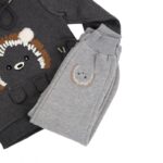 ⁦بجامة شتوية للأطفال لون سكني غامق قطعتين⁩ - الصورة ⁦2⁩