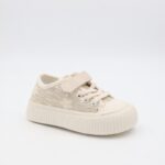 ⁦حذاء برباط ولاصق بلمعة للأطفال لون أسود و أبيض⁩ - الصورة ⁦2⁩