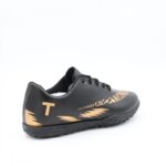 ⁦حذاء برباط للأطفال والرجال لون أسود مع ذهبي ونعل أسود⁩ - الصورة ⁦4⁩