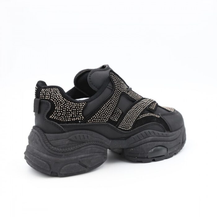⁦حذاء رياضي للنساء لون أسود مع أحجار زركون بيضاء⁩ - الصورة ⁦4⁩