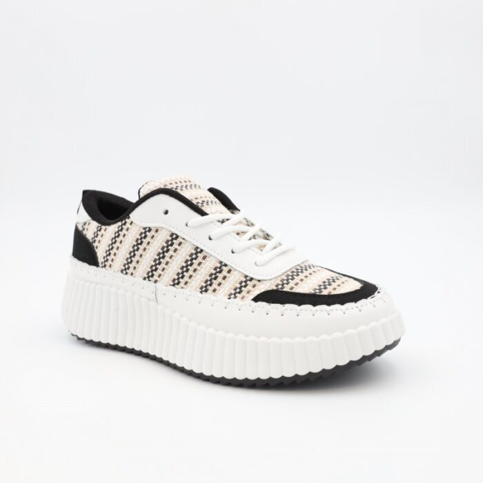 ⁦حذاء رياضي للنساء لون أبيض وبيج⁩ - الصورة ⁦2⁩