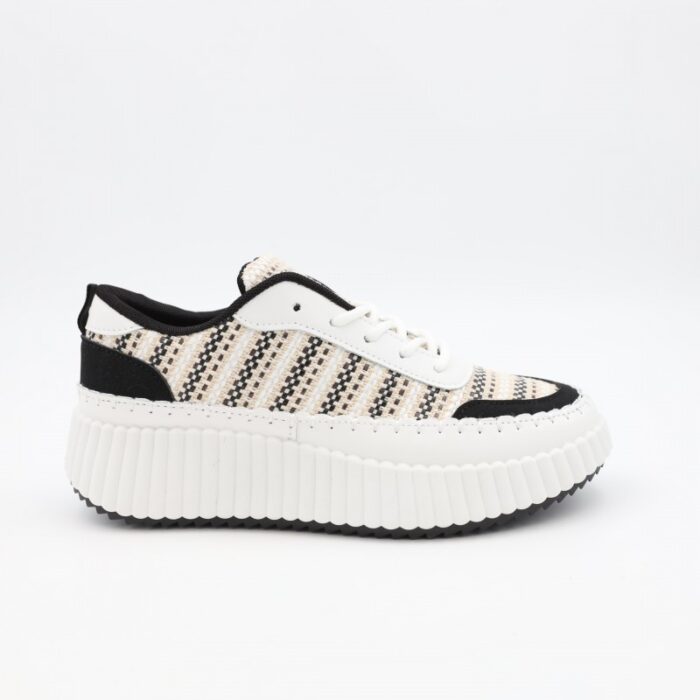 ⁦حذاء رياضي للنساء لون أبيض وبيج⁩ - الصورة ⁦3⁩