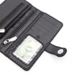 محفظة صناعه يدويه جلد طبيعي للنساء لون اسود مقاس 20*11