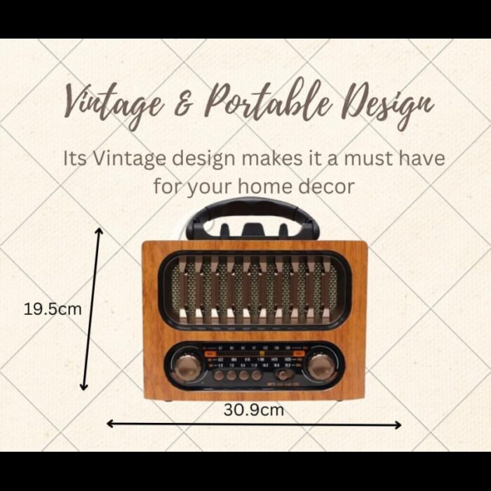 ⁦Radio retro reincarcabil, AM/FM/SW, Bluetooth, DC 5V- راديو كلاسيك يعمل بالشحن⁩ - الصورة ⁦1⁩