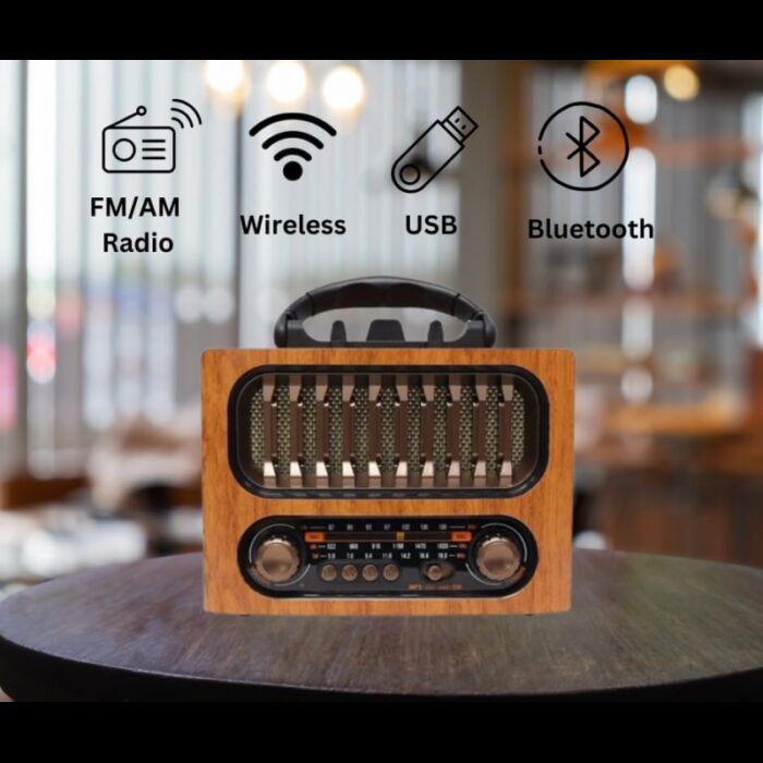 ⁦Radio retro reincarcabil, AM/FM/SW, Bluetooth, DC 5V- راديو كلاسيك يعمل بالشحن⁩ - الصورة ⁦3⁩