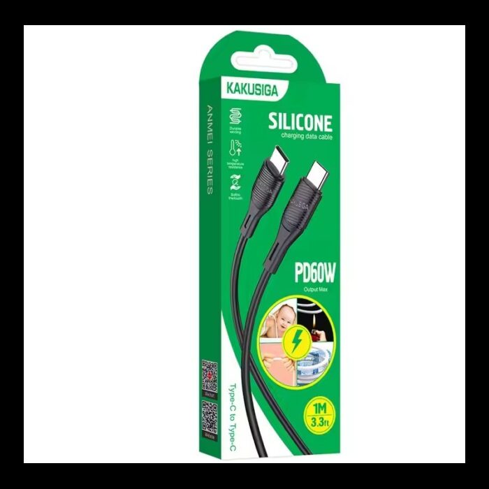 103376580_67dca50c333cb وصلة شاحن فائق السرعة تايب سي إلى تايب سي 1 متر - Charging data cable PD 60W Type-c to Type-c 1m by KAKUSIGA - الصورة 1