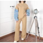 طقم صوف للنساء لون كموني