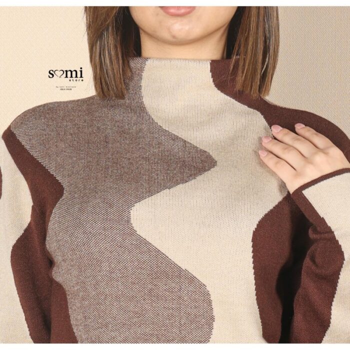 ⁦بلوزة صوف بأكمام طويلة للنساء لون بيج⁩ - الصورة ⁦3⁩