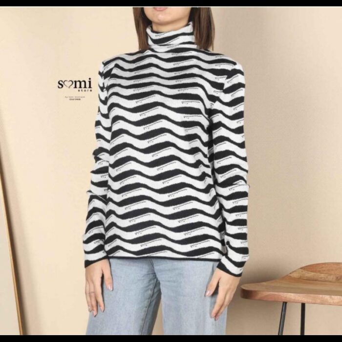 103376612_67dca55655076 بلوزة صوف بأكمام طويلة للنساء لون أسود - الصورة 1