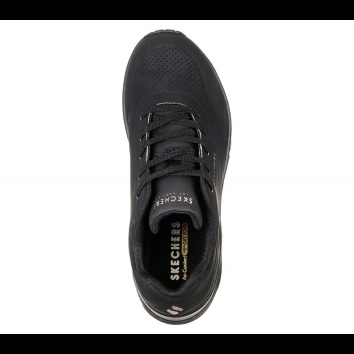 ⁦Skechers Women's Uno - Stand On Air Wide Fit Shoes -حذاء سكيتشرز أونو ستاند اون اير وايد فيت للنساء لون أسود⁩ - الصورة ⁦4⁩