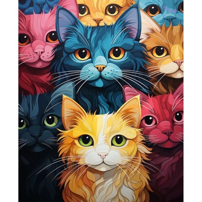 ⁦لوحة تزيين الألماس DIY D5 بتصميم قطط مقاس 33* 27 سم⁩ - الصورة ⁦5⁩