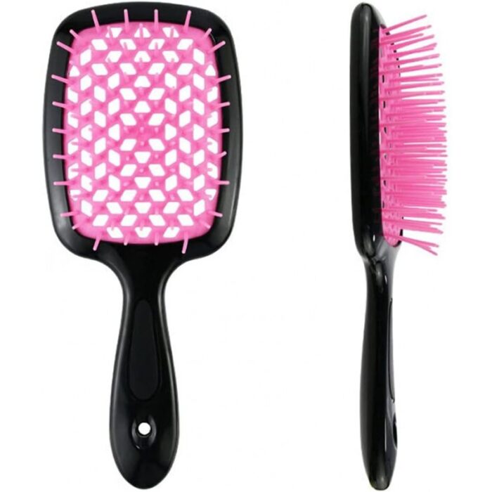 ⁦فرشاة شعر سيليكون مربعة لون أسود و زهري⁩ - الصورة ⁦4⁩