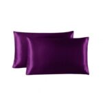 غطاء وسادة ستان لون بنفسجي