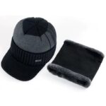 ⁦طقية صوف شتوية  عصرية  للرجال مع لفحة للرقبة تصميم عصري وأنيق لون أسود مع سكني ماركة Jeans⁩ - الصورة ⁦2⁩