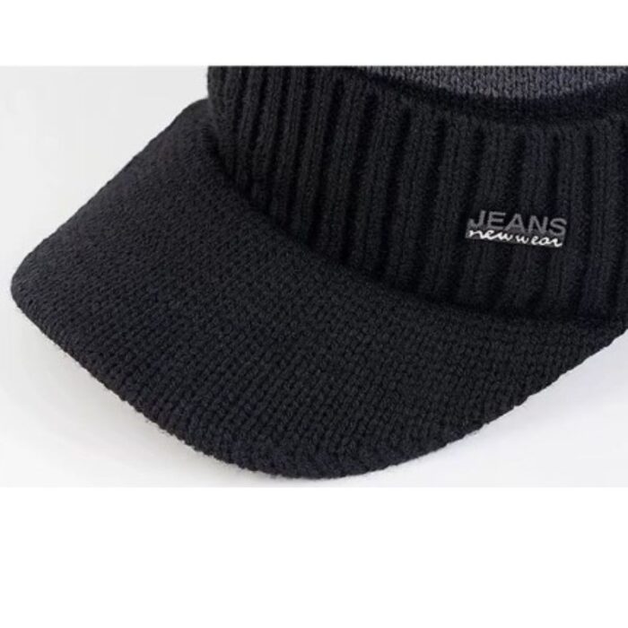 ⁦طقية صوف شتوية  عصرية  للرجال مع لفحة للرقبة تصميم عصري وأنيق لون أسود مع سكني ماركة Jeans⁩ - الصورة ⁦3⁩