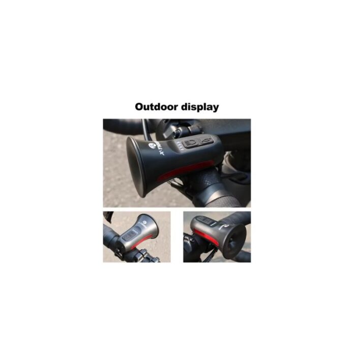 ⁦جرس دراجة كهربائي صغير بموديل XTiger ذات 6 مستويات من الاضاءة بطارية 120dB IPX4 ذات صوت تحذير عال يضمن سلامتك أثناء ركوب الدراجة⁩ - الصورة ⁦5⁩