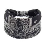 بندانا بكلة ناعمة وعصرية للشعر للنساء مرنة قابلة للتمدد لون أسود مع أبيض