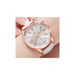 ساعة كوارتز تصميم عصري وأنيق للصبايا حزام جلد عالي الجودة لون أبيض