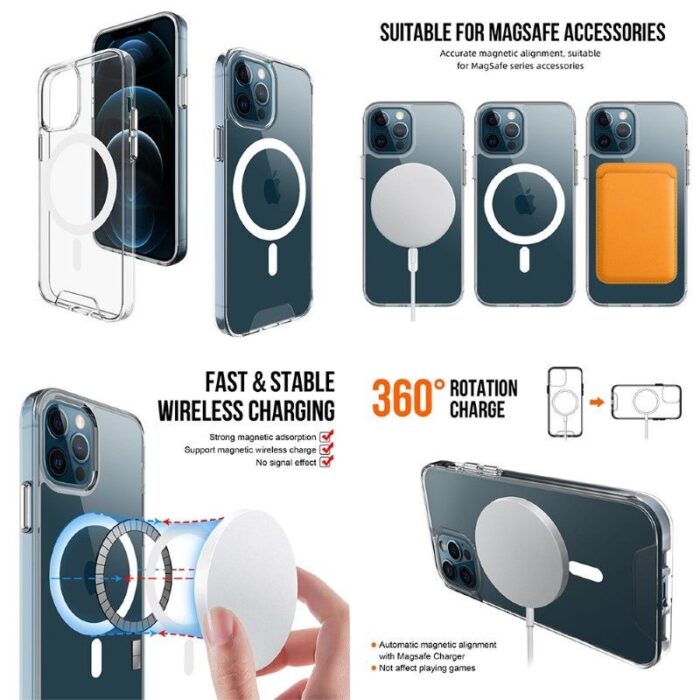 ⁦كفر حماية MagSafe شفافة مقاومة للصدمات مصنوعة من مادة TPU لتحمي جهازك من الخدوش والصدمات مريح للاستخدام⁩ - الصورة ⁦3⁩