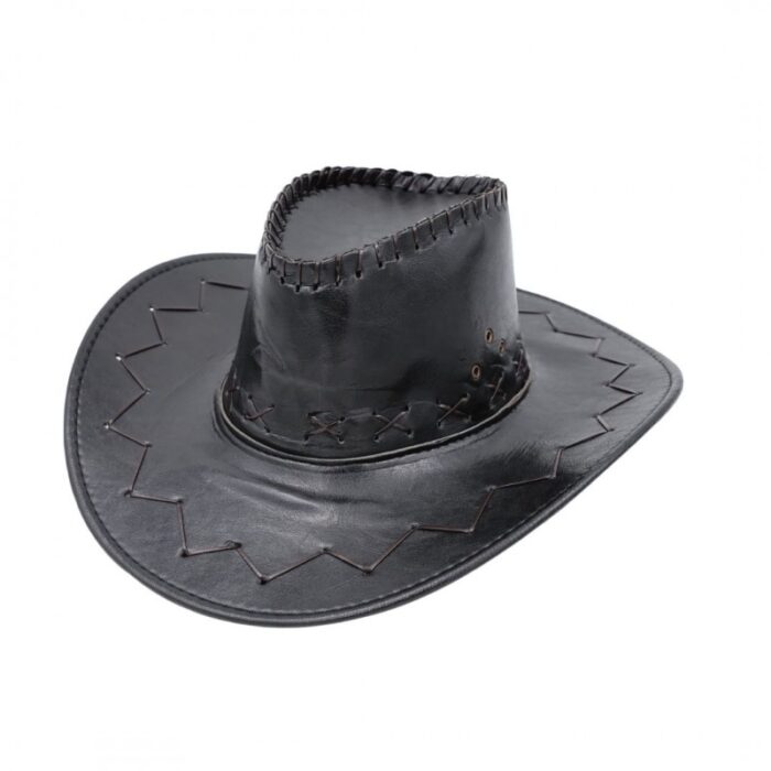 ⁦قبعة cowboy جلد للرجال لون أسود⁩ - الصورة ⁦2⁩