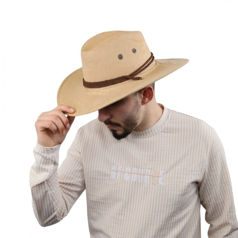 ⁦قبعة cowboy للرجال لون بيج⁩ - الصورة ⁦1⁩