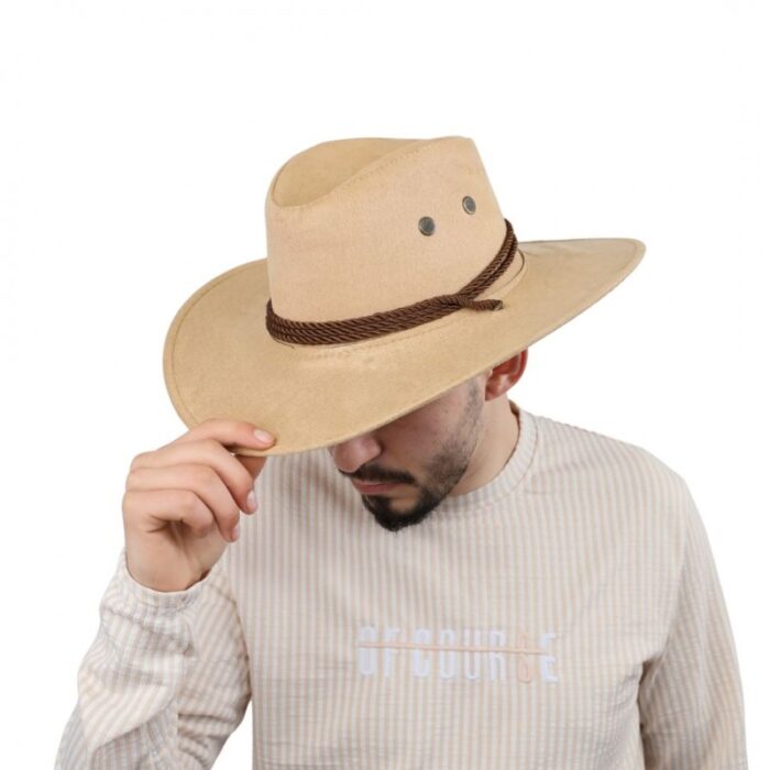 ⁦قبعة cowboy للرجال لون بيج⁩ - الصورة ⁦2⁩