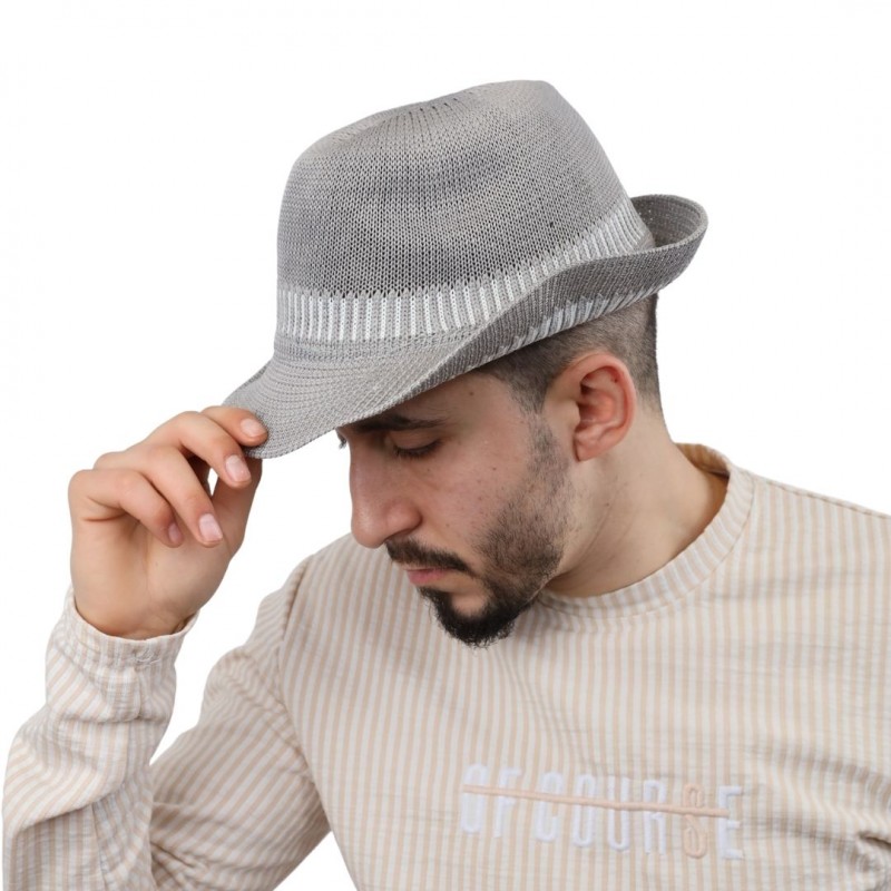 ⁦قبعة فيدورا للرجال لون سكني⁩ - الصورة ⁦1⁩