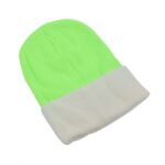 ⁦طاقية صوف لون فسفوري و أبيض⁩ - الصورة ⁦2⁩