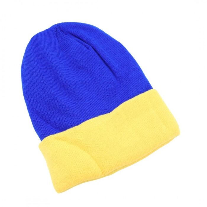 ⁦طاقية صوف لون أزرق و أصفر⁩ - الصورة ⁦2⁩