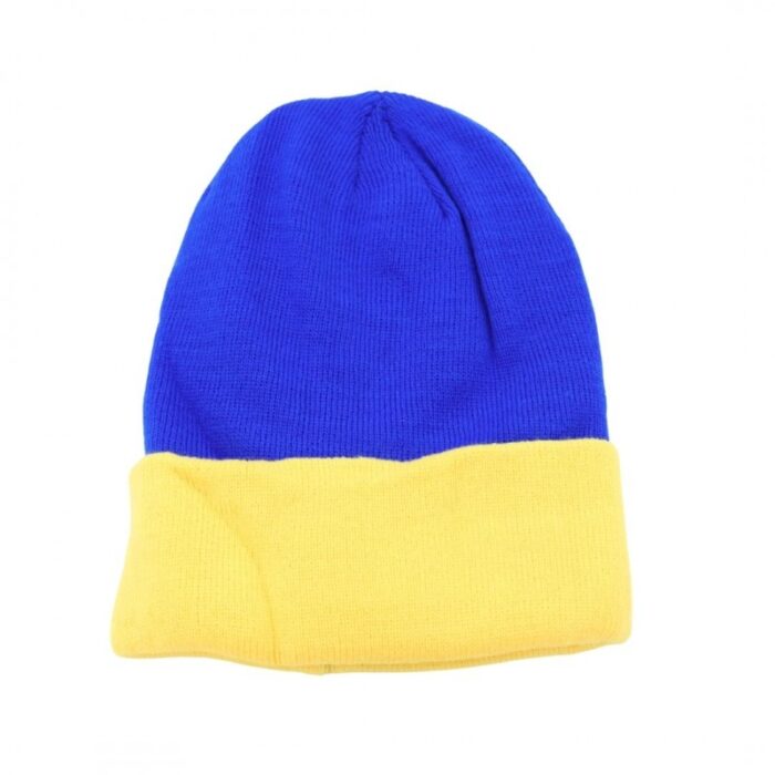 ⁦طاقية صوف لون أزرق و أصفر⁩ - الصورة ⁦3⁩