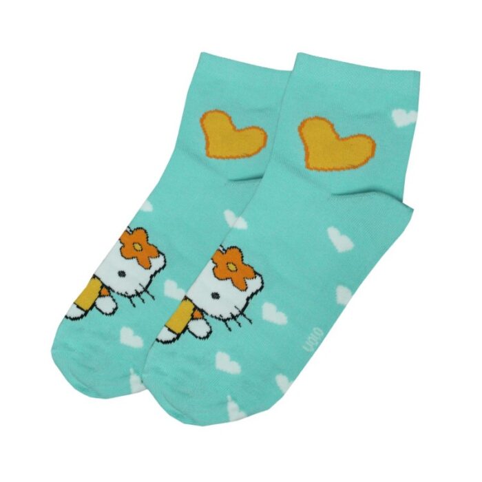 103377099_67dcb8fece7dc جوارب قطنية طويلة بتصميم رسوم دبدوب (زوج واحد) من فولو للنساء لون أخضر - الصورة 1