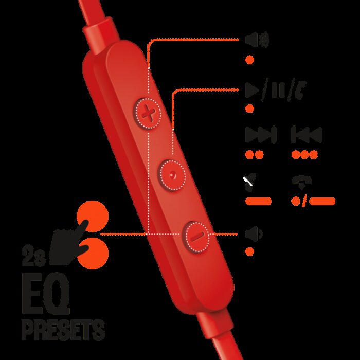 ⁦JBL Tune 305C USB Wired Hi-Res Earbud Headphones-Red⁩ - الصورة ⁦3⁩