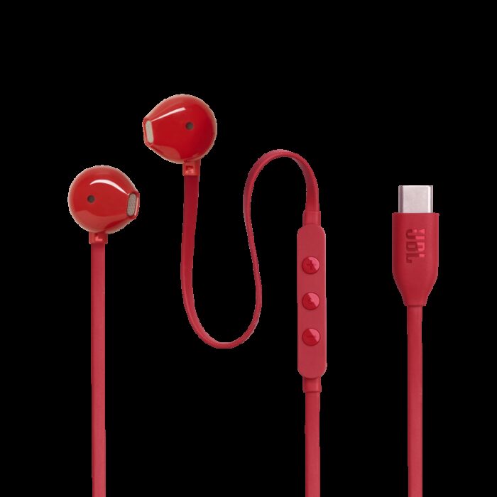 ⁦JBL Tune 305C USB Wired Hi-Res Earbud Headphones-Red⁩ - الصورة ⁦8⁩