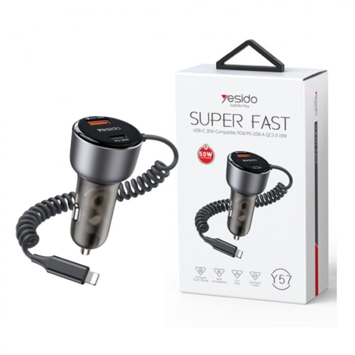 103377435_67dcbbd1c8160 Yesido Y57 50W Fast Charging Car Charger - الصورة 1
