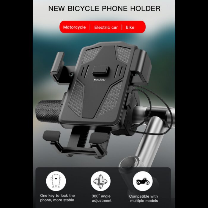⁦Yesido C94 Easily Using Adjustable Mount Cellphone Holder For Bicycle Silicon⁩ - الصورة ⁦3⁩