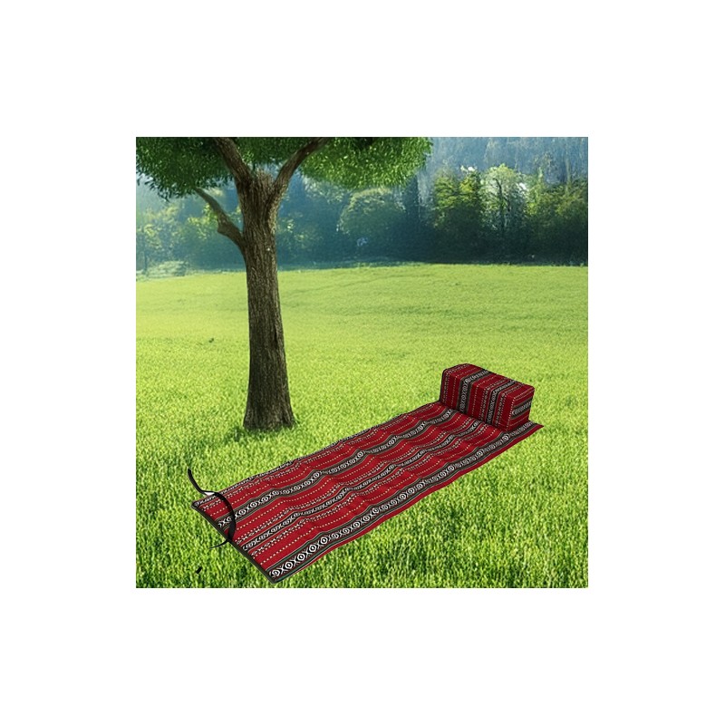 ⁦فرشات رحل مع مسند بتصميم فلسطيني تراثي لون أحمر⁩ - الصورة ⁦1⁩