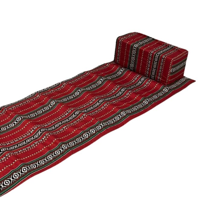 ⁦فرشات رحل مع مسند بتصميم فلسطيني تراثي لون أحمر⁩ - الصورة ⁦2⁩