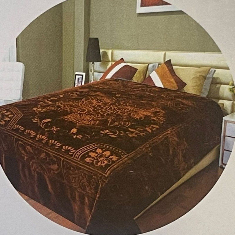 ⁦حرام مخمل حفر مجوز 220×240 سم لون بني⁩ - الصورة ⁦1⁩