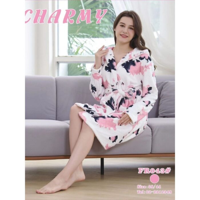 103377688_67de0df352b10 روب ستاتي قصير لون أبيض معرق - الصورة 1