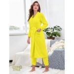 طقم ستاتي 3 قطع لون أصفر One Size