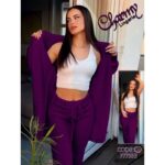 طقم ستاتي 3 قطع لون بنفسجي One Size