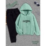 طقم ستاتي فرو خميل لون أخضر One Size