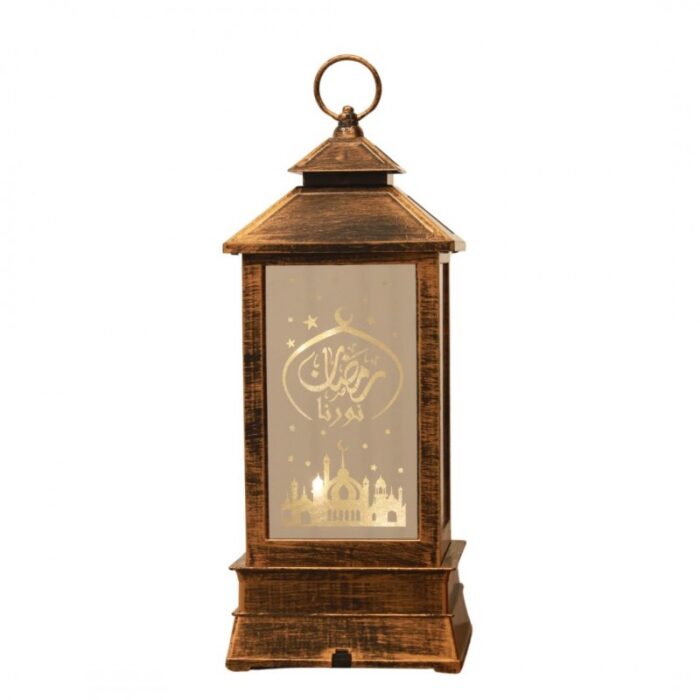 ⁦فانوس إضاءة ليد لون بني 33 * 14* 14 سم⁩ - الصورة ⁦4⁩